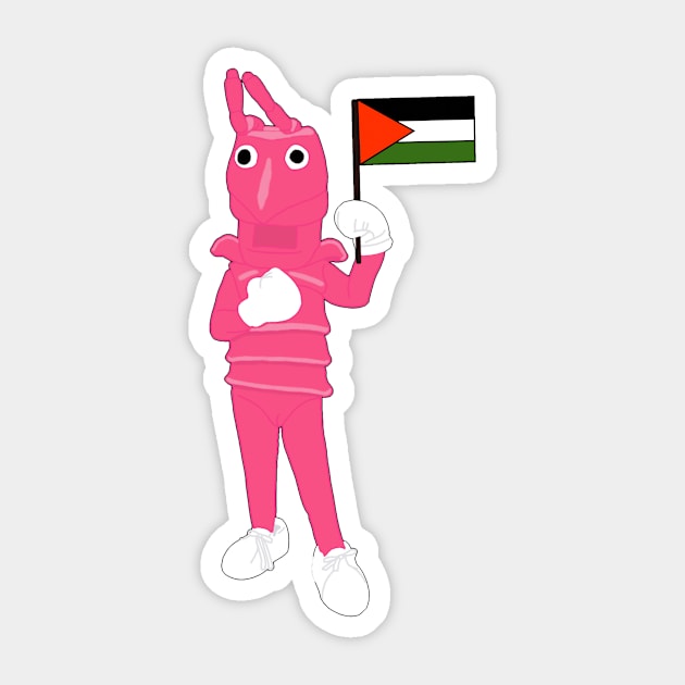 Shrimpy says "Free Palestine!" Sticker by PlanetWeirdPod